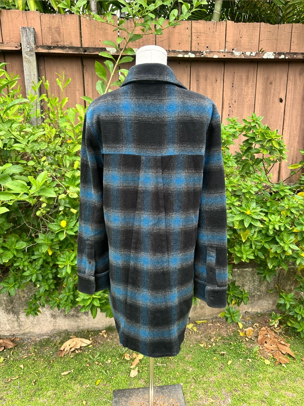 RtA Genevieve Striped Wool Flannel Shirt Blue Plaid Size S NWT - Picture 5 of 10